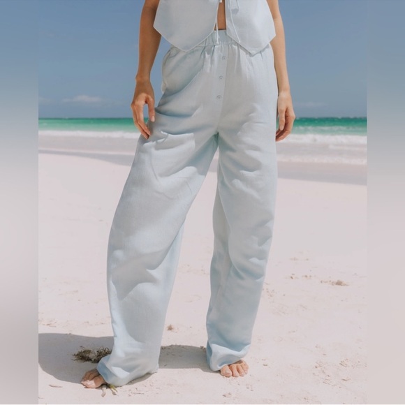 NWT Daily Drills Linen Resort SET Blue M/L - Picture 4 of 5